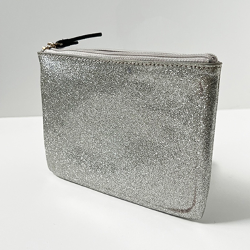 Kate Spade New York Mavis Street Silver Metallic Pouch Clutch Makeup Bag - Picture 5 of 5